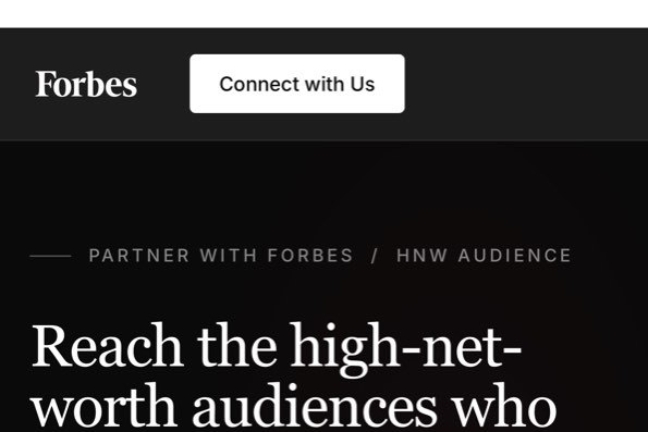 A Forbes partner page with the Connect with Us button in its header, the public face of Forbes Connect